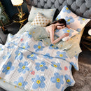 Axyaa Leaf Print Washed Cotton Quilt Air-conditioning Comforter Blanket Bedspread