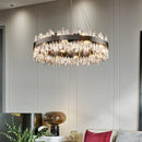 Axyaa Gold Black Crystal Chandelier Hanging Lamp for Elegant Indoor Lighting