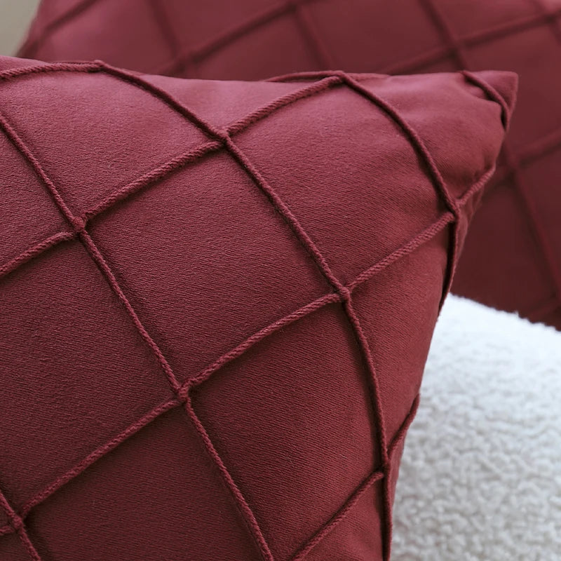 Red Velvet Plaid Cushion Covers 30x50cm Romantic Valentine's Day Decorative Pillows for Sofa