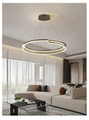 Axyaa Modern LED Round Chandelier for Dining Living Bedroom - Dimmable Ceiling Light