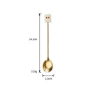Axyaa Cartoon Dessert Spoon Set - Gold Cutlery for Coffee, Ice Cream, and More