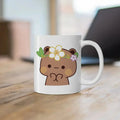 Axyaa Cute Cat Peach Goma Coffee Tea Mug | Ceramic Funny Animal Breakfast Cup