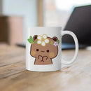Axyaa Cute Cat Peach Goma Coffee Tea Mug | Ceramic Funny Animal Breakfast Cup