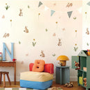 Axyaa Cute Bunnies & Flowers Nursery Wall Decal - Peel, Stick, Reusable Kids Stickers