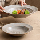 Axyaa Ceramic Dinner Set: Threaded Plates for Japanese Salad, Soup, Pasta - Restaurant Quality