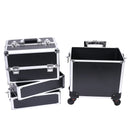 Axyaa Makeup Train Case: Large Capacity, 4-in-1 Professional Trolley with Swivel Wheels