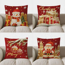 Axyaa Snowman & Christmas City Decor Pillow Cover for Sofa, Bedroom, Car
