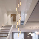 Axyaa Villa Pendant Light: Modern Loft Duplex Design, Rotating Staircase, Marble Copper Texture