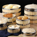 Axya Bamboo Steamer Basket with Stainless Steel Banding - Bun Dumplings DimSum Cage