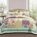 Axyaa Floral Patchwork Quilt Set - Queen Size 100% Cotton Reversible Bedspread