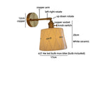 Axyaa Brass & Ceramic LED Wall Lamp - Vintage Style Stair & Bathroom Lighting