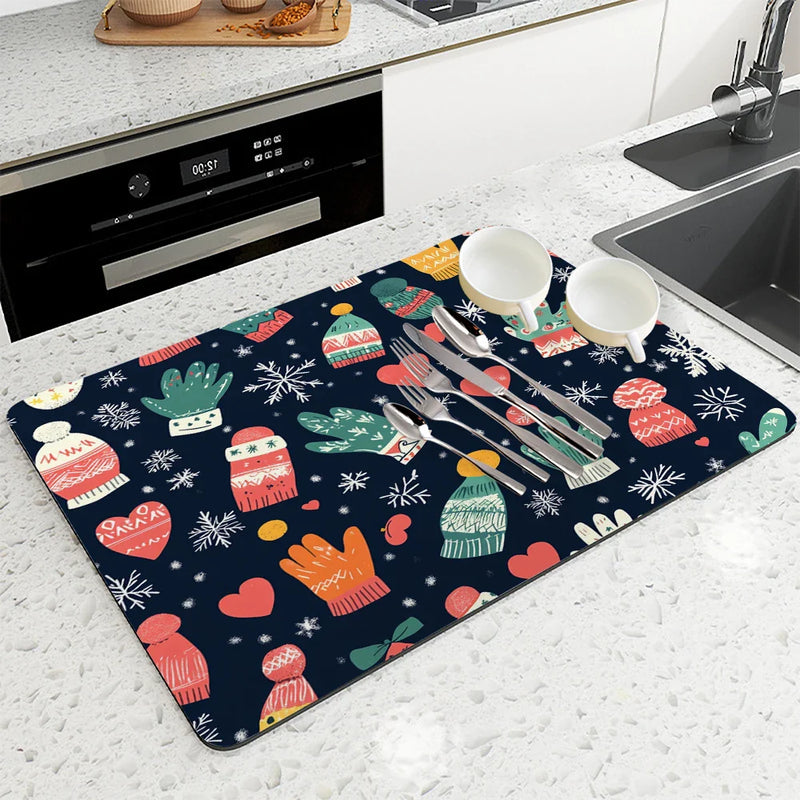 Axyaa Christmas Coffee Dry Mat - Absorbent & Anti-Slip Table Placemat