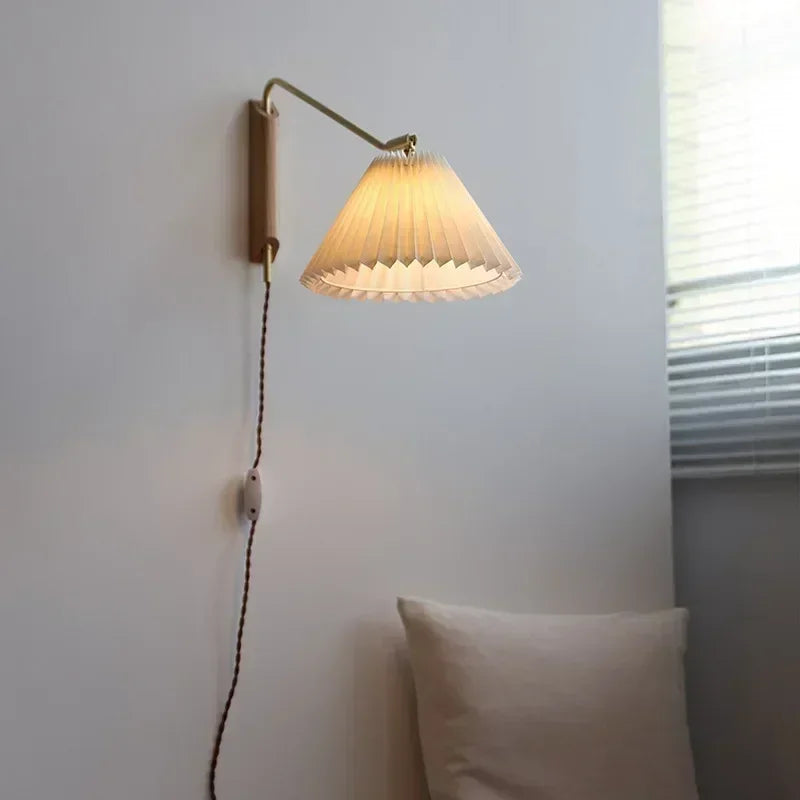 Axya Wooden Plug Rotary Wall Lamp for Bedroom Study Headboard