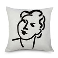 Axyaa Minimalist Matisse Portrait Linen Pillow Case, Sofa Decor, Simple Line Drawing