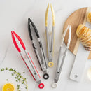 Axyaa 10 Silicone Non-Slip Cooking Clip Stainless Steel Kitchen Tongs BBQ Salad Tools