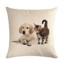Axyaa Cute Pet Dog Pattern Linen Pillowcase for Home and Office Decor 45*45cm