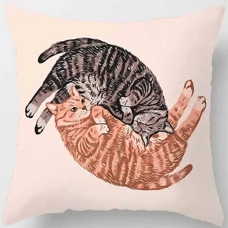 Axyaa Cat Print Square Pillowcase for Home Décor and Car Sofa, 45cm*45cm