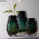 Axyaa Wrinkled Ice Glass Vase for Creative Flower Arrangement and Room Decor