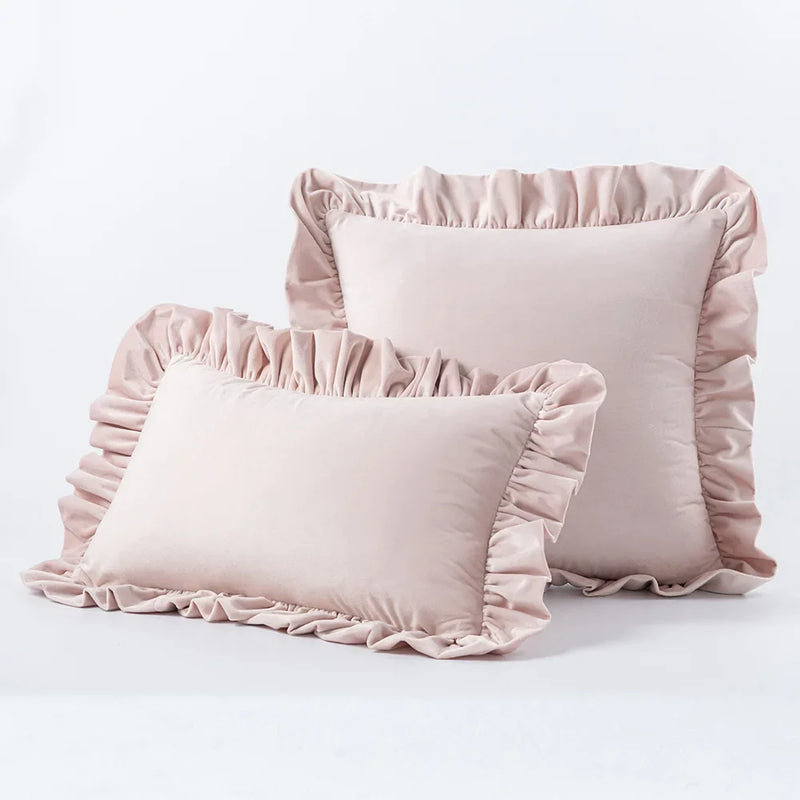 Axyaa Velvet Ruffle Cushion Cover for Home Decor 30x50/45/50cm