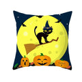Axyaa Black Cat Pumpkin Cushion Cover 45x45 cm - Home Decor Funny Printed Pillow Case