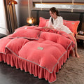 Axyaa Winter Warm Mink Fleece 4-Piece Bed Skirt Set