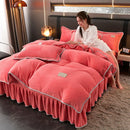 Axyaa Winter Warm Mink Fleece 4-Piece Bed Skirt Set