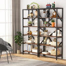 Axyaa 71" Industrial Wood Open Bookshelf Shelving Unit Organizer Rack