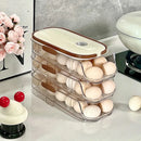 Axyaa Clear Plastic Egg Holder Fridge Organizer Bin - Stackable Automatic Rolling Dispenser