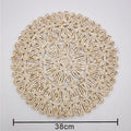 Axyaa Round Rattan Wall Basket Decor: Nordic Style Hanging Frame Ornament Craft