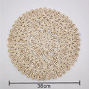 Axyaa Round Rattan Wall Basket Decor: Nordic Style Hanging Frame Ornament Craft