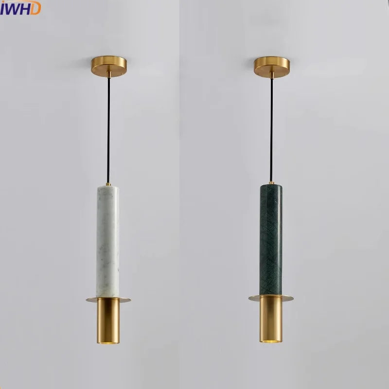 Axyaa Copper Marble LED Pendant Light Modern Design for Dining Living Room