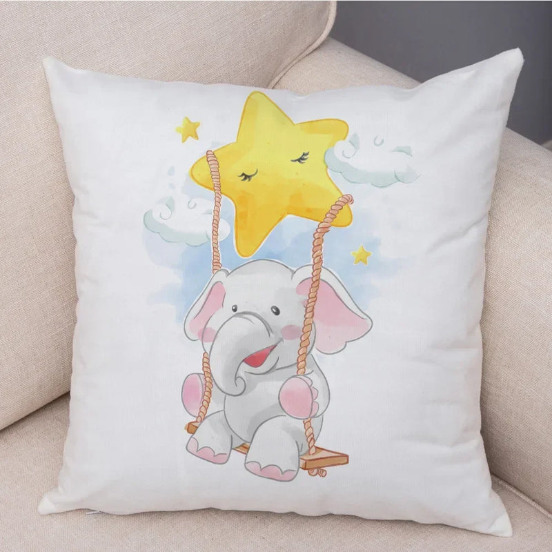 Axyaa Christmas Cartoon Animal Cushion Cover - Santa Claus Pillowcase