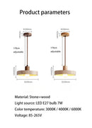 Axyaa Stone Wood Walnut Drop Light Cream Style Chandelier E27 Bedside Lamp