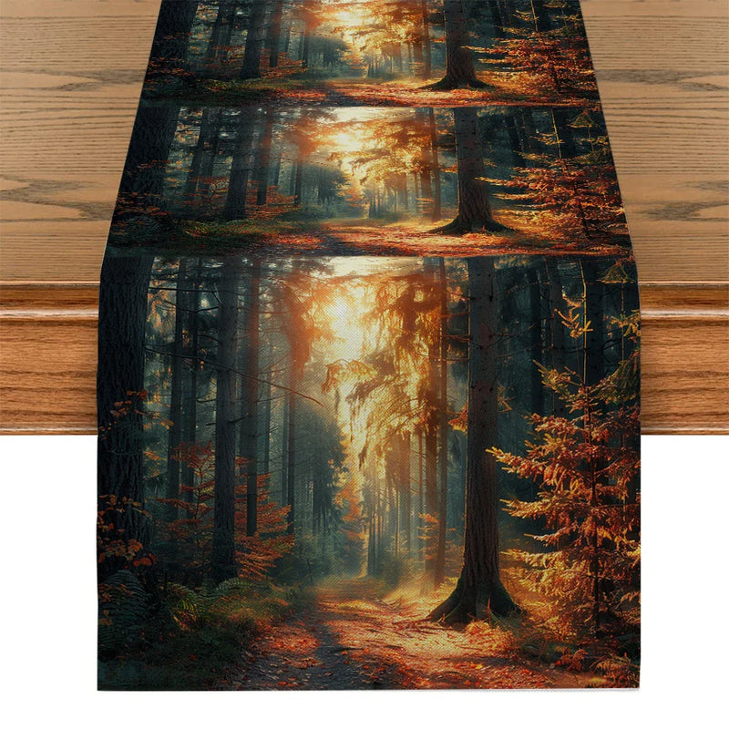 Axyaa Autumn Forest Sunshine Table Runner for Kitchen Dining and Party Decor