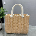 Axyaa Imitation Rattan Storage Basket with Handle Home Decor Handbag