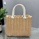 Axyaa Imitation Rattan Storage Basket with Handle Home Decor Handbag