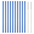 Axyaa 12Pcs Glass Straw Set: Reusable Straws 8'' Long with Cleaning Brush