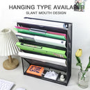 Axyaa 5-Layer Vertical Wall File Storage Rack with Magazine Holder - Black