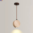 Axyaa Wabi Sabi Wood Pendant Light Yellow Travertine Table Minimalist LED Lamp