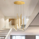 Axyaa Gold LED Chandelier Light for Modern Home Staircase Decor