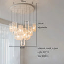 Axyaa Nordic Cream Glass Chandelier: Luxury Gloss Pendant Light