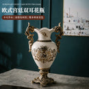 Axyaa Retro Ceramic Vase Handicraft, American Home Decor Double-Ear Cup Design