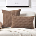 Axyaa Green Corduroy Pillow Covers - Soft & Textured 18x18 Inch Boho Striped Throw Pillow