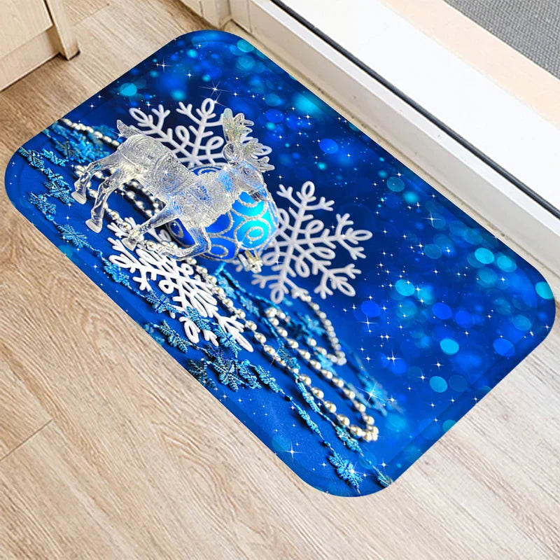 Axyaa Christmas Balls Tree Printed Door Mat Non-Slip Floor Carpet)((((