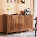 Tribesigns 57" Walnut Farmhouse Sideboard Cabinet with Doors & Shelves by Axyaa