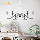 Axyaa Black 6-Light Chandelier - Classic Candle Design, Perfect for Bedrooms & Studies