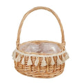 Axyaa Willow Rattan Wedding Basket Half Moon Storage Handle Flower Girls Picnic Container
