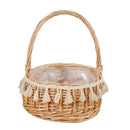 Axyaa Willow Rattan Wedding Basket Half Moon Storage Handle Flower Girls Picnic Container