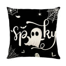 Axyaa Halloween Linen Pillowcase Set, Ghost & Witch Print Throw Pillow Cover
