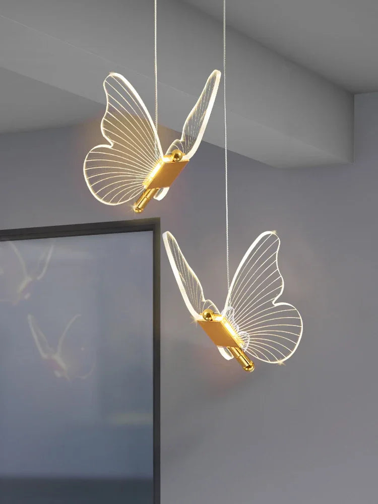 Axyaa Transparent LED Butterfly Chandelier for Home Decor and Lighting